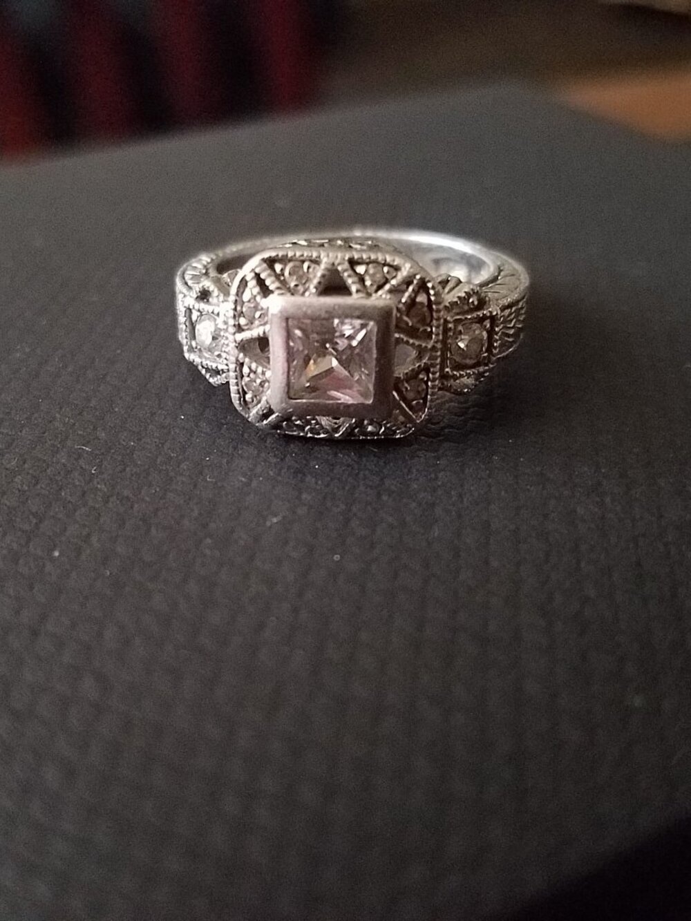 Vintage SETA Sterling CZ Art Deco Style Ring Size 8